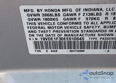 2014 Acura Ilx 2.0L from USA, damaged, VIN 19VDE1F30EE010545